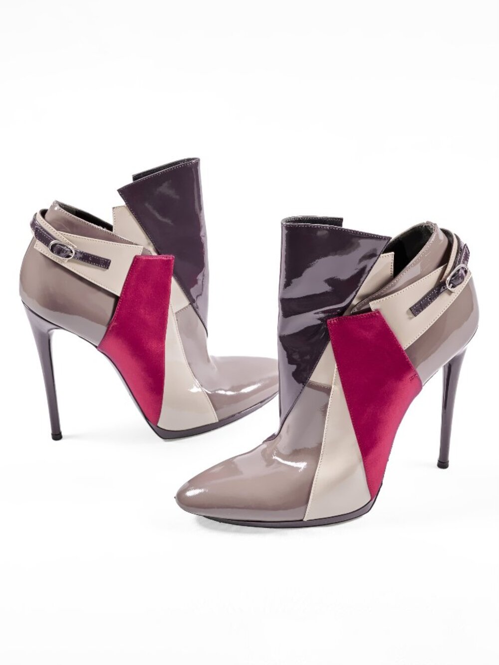 Balenciaga Patent Leather Colorblock Stiletto Ankle Boots Size EU 40 US 9